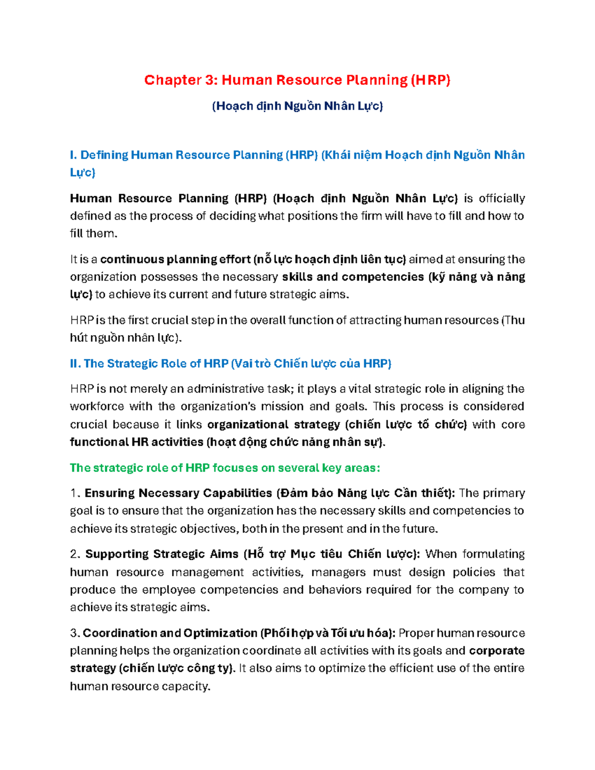 Chapter 3: Human Resource Planning (HRP) Overview and Strategies - Studocu