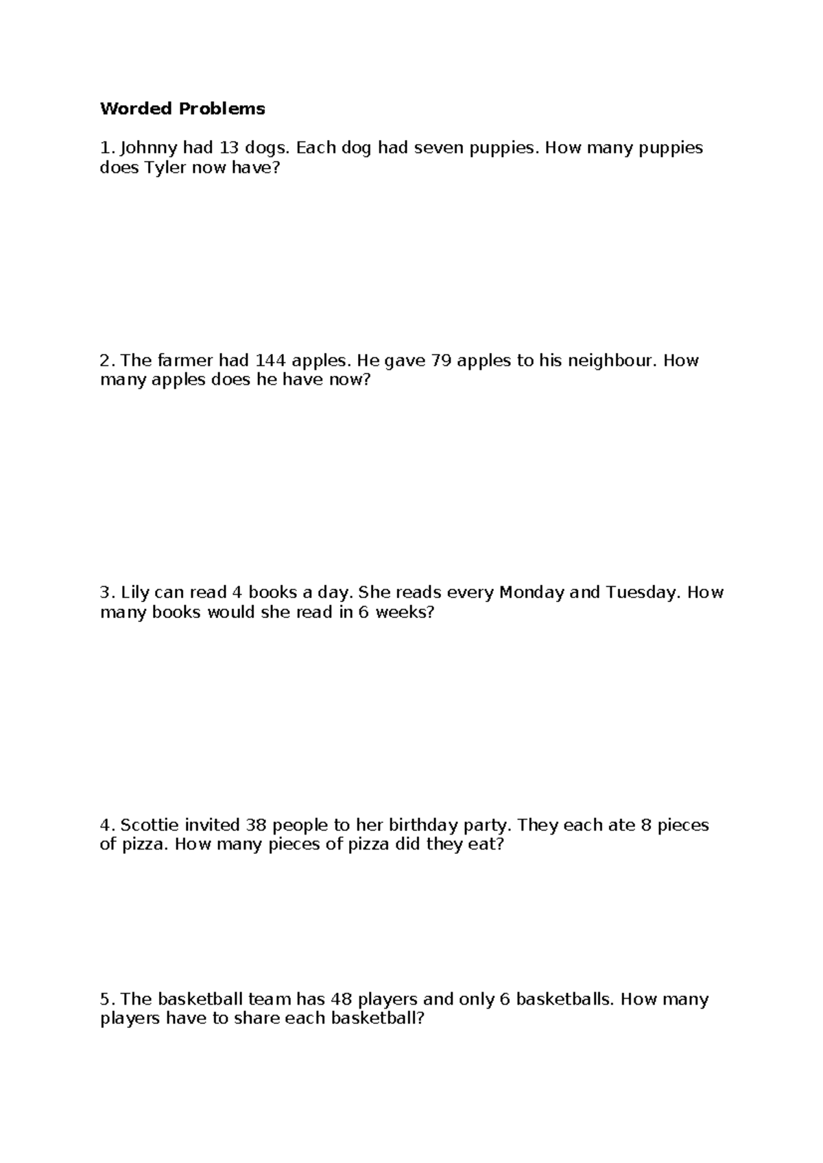 Year 3 Worded Problems: Math Challenges and Solutions - Studocu
