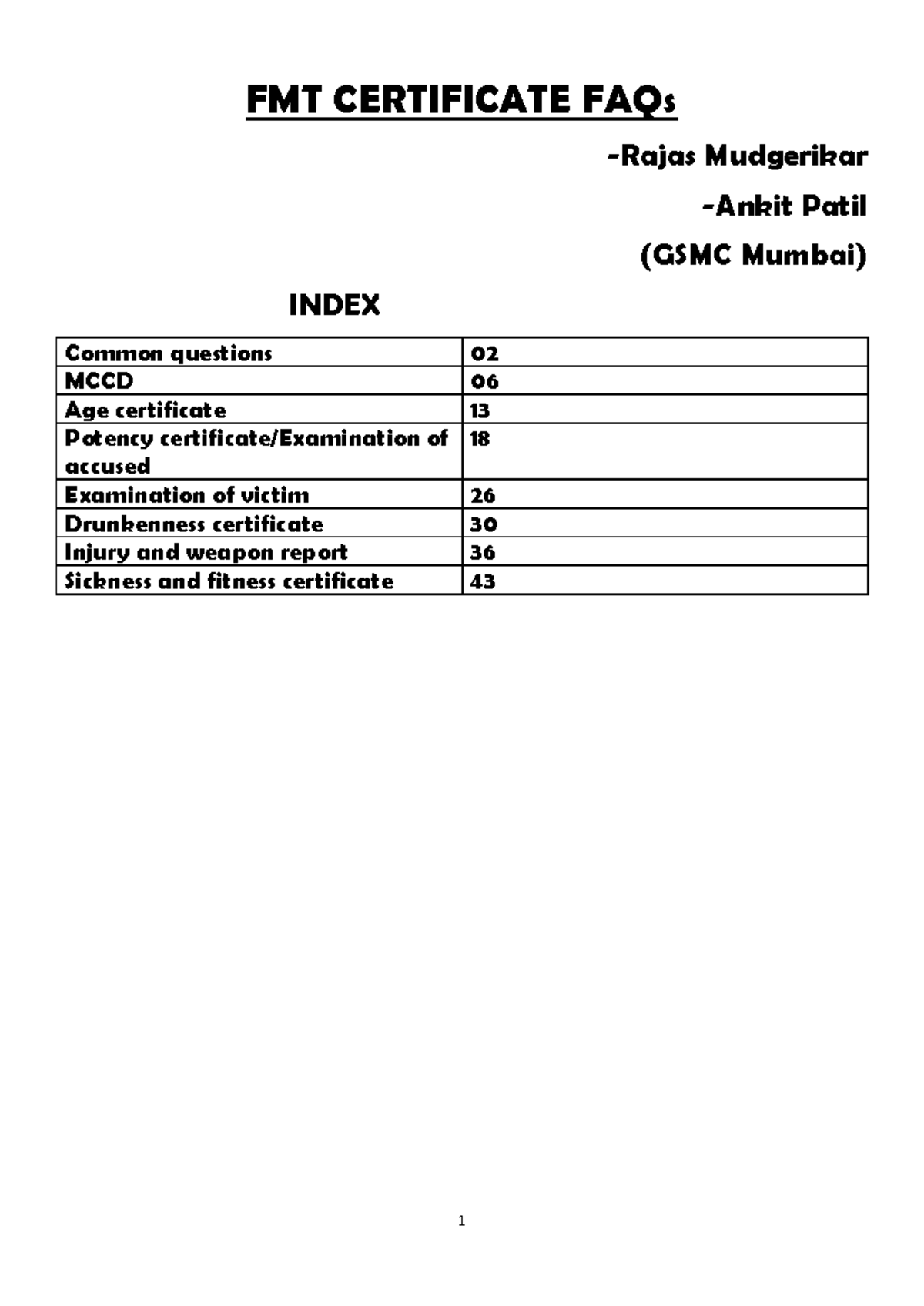 FMT Certificate Practical Guide: Common Questions Answered - Studocu