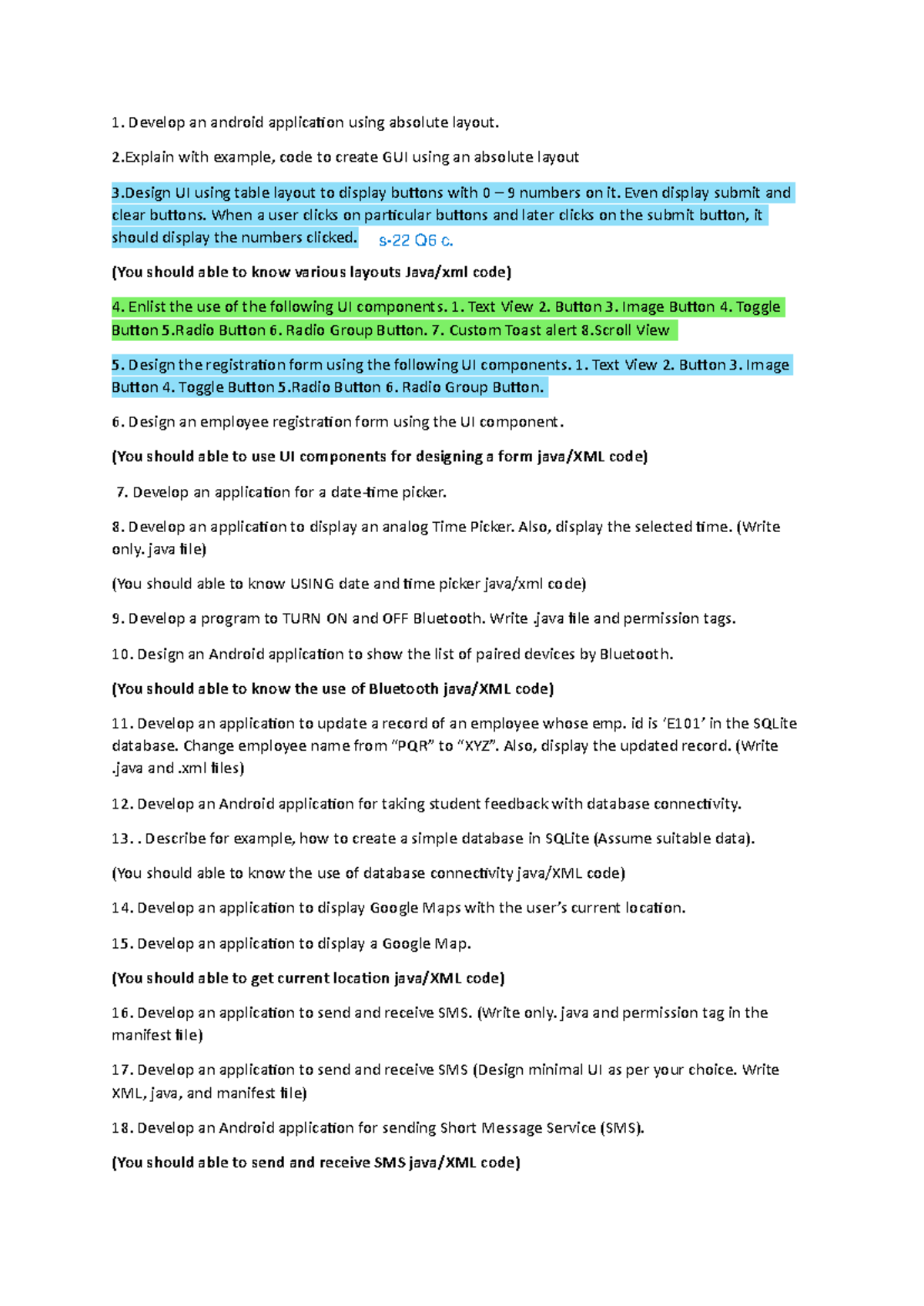 MAd 2023 - Important Android Application Development Programs - Studocu