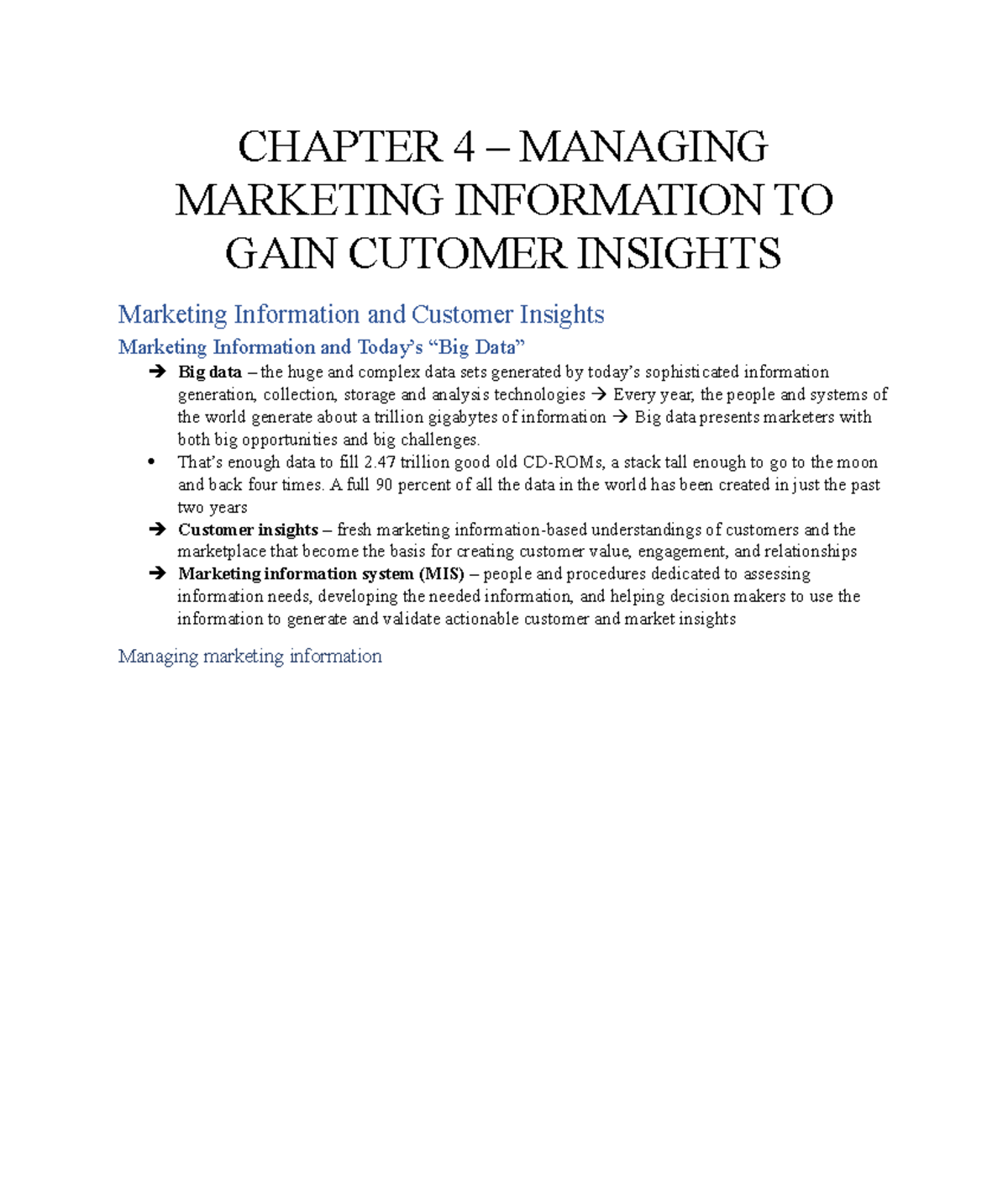Chapter 4 - Managing Marketing Information TO GAIN Customer Insights ...