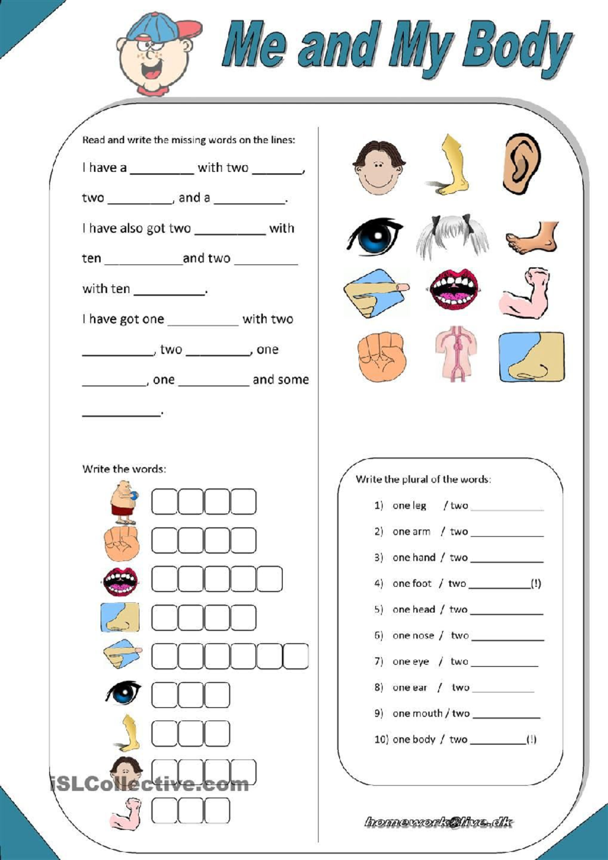 Body Parts Activity: Fill in the Blanks and Plurals - Studocu