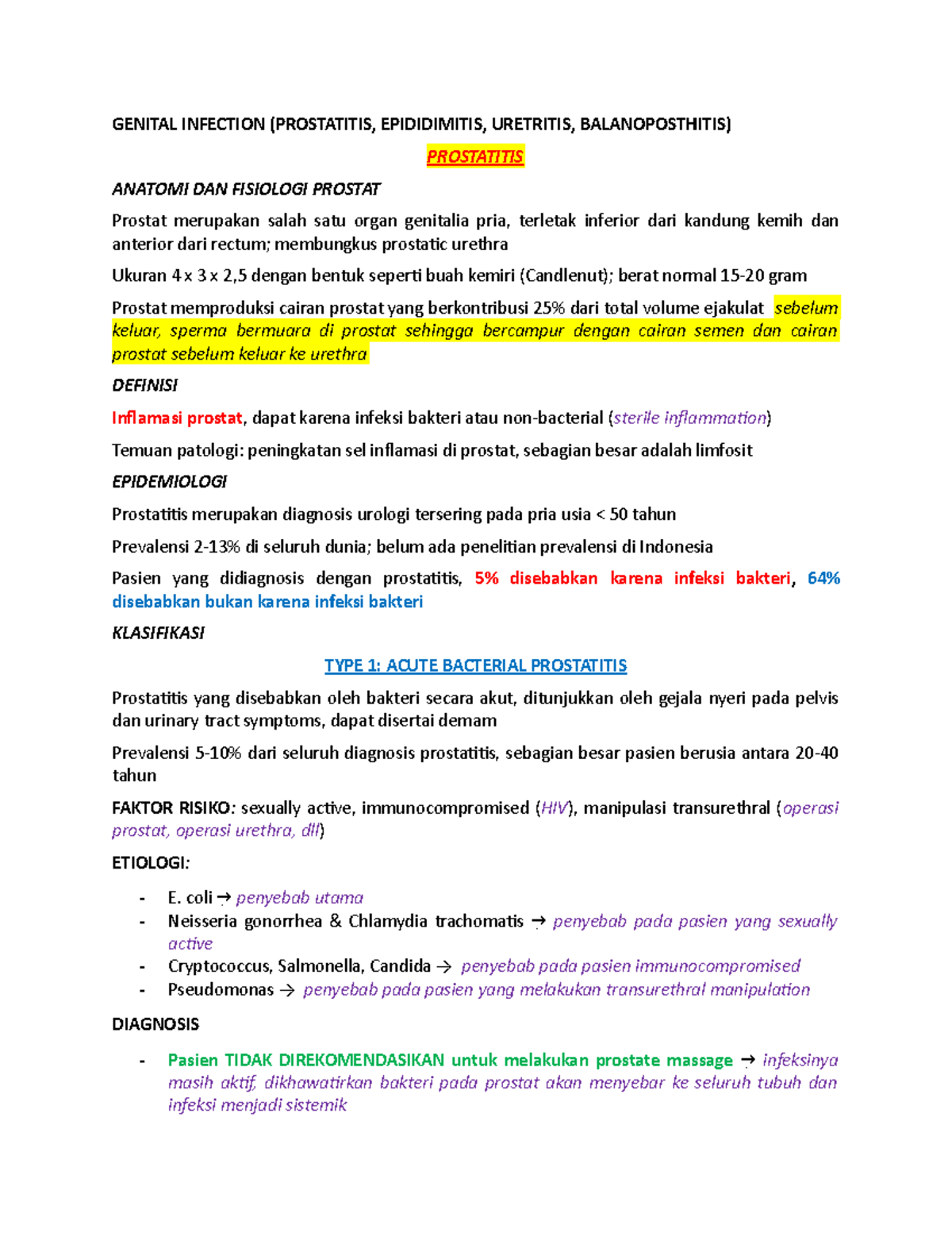 LECT 26: Genital Infections - Prostatitis, Epididymitis, Urethritis ...
