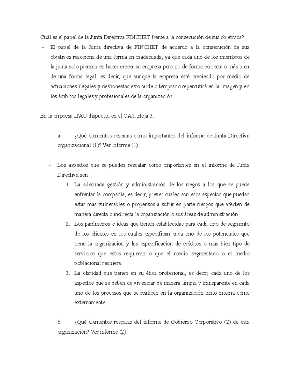 Análisis del Papel de la Junta Directiva en FINCHET - Nota: dffc - Studocu