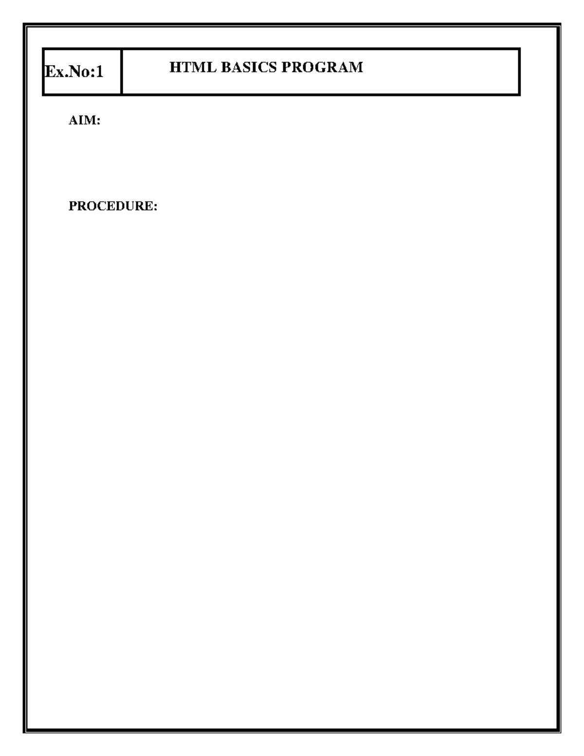 Web Essentials: HTML & CSS Basics - Ex.No:1 Programming Guide - Studocu