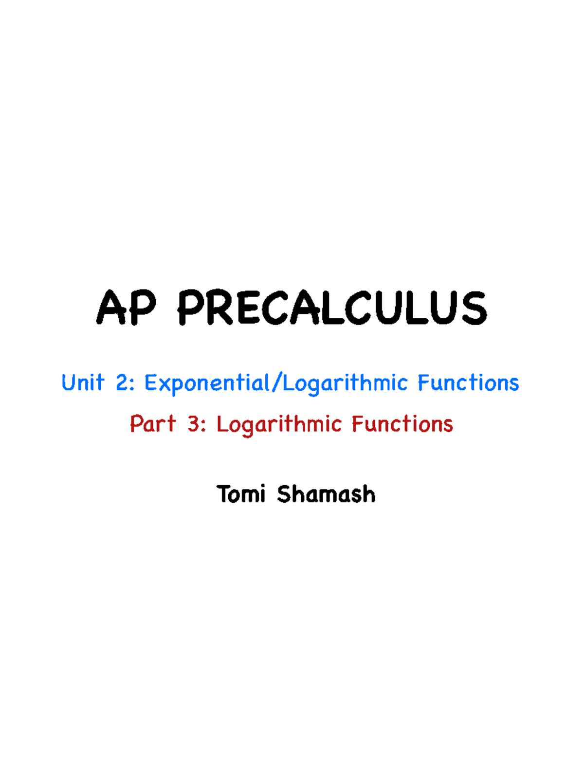 AP Precalculus: Unit 2 - Exponential & Logarithmic Functions Notes ...