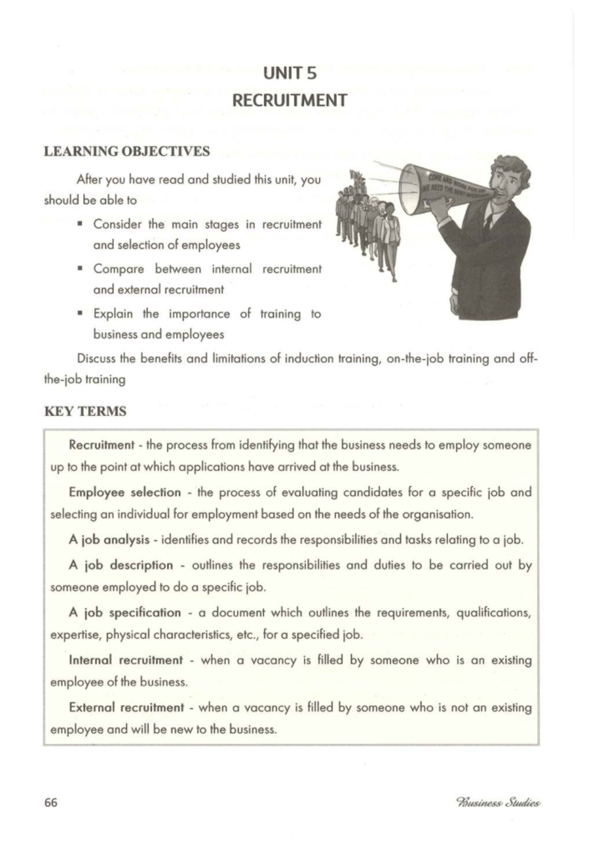 Unit 5 Recruitment: Key Concepts and Learning Objectives - Studocu