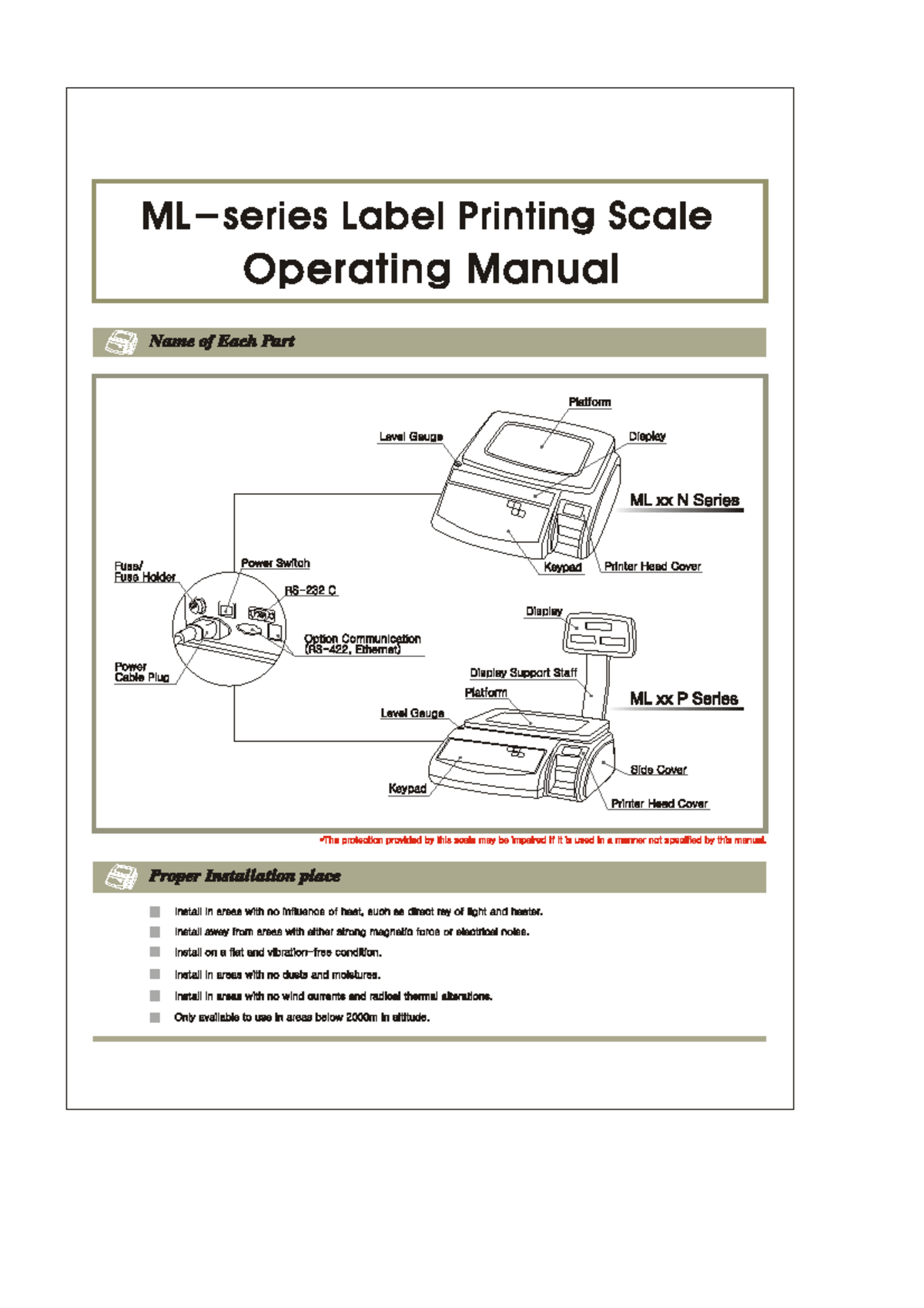 ML Series Label Printing Scale Operating Manual - Studocu