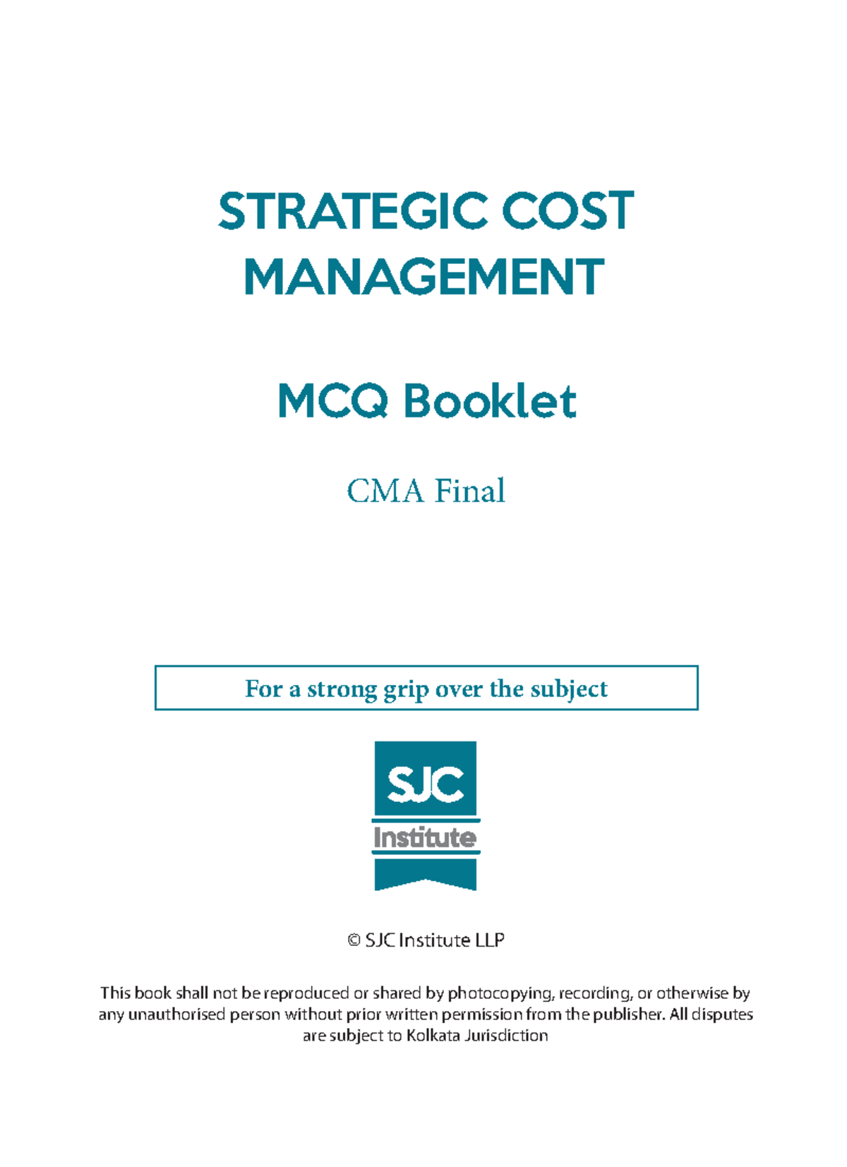 CMA Final MCQ Booklet: Strategic Cost Management Insights (2022) - Studocu