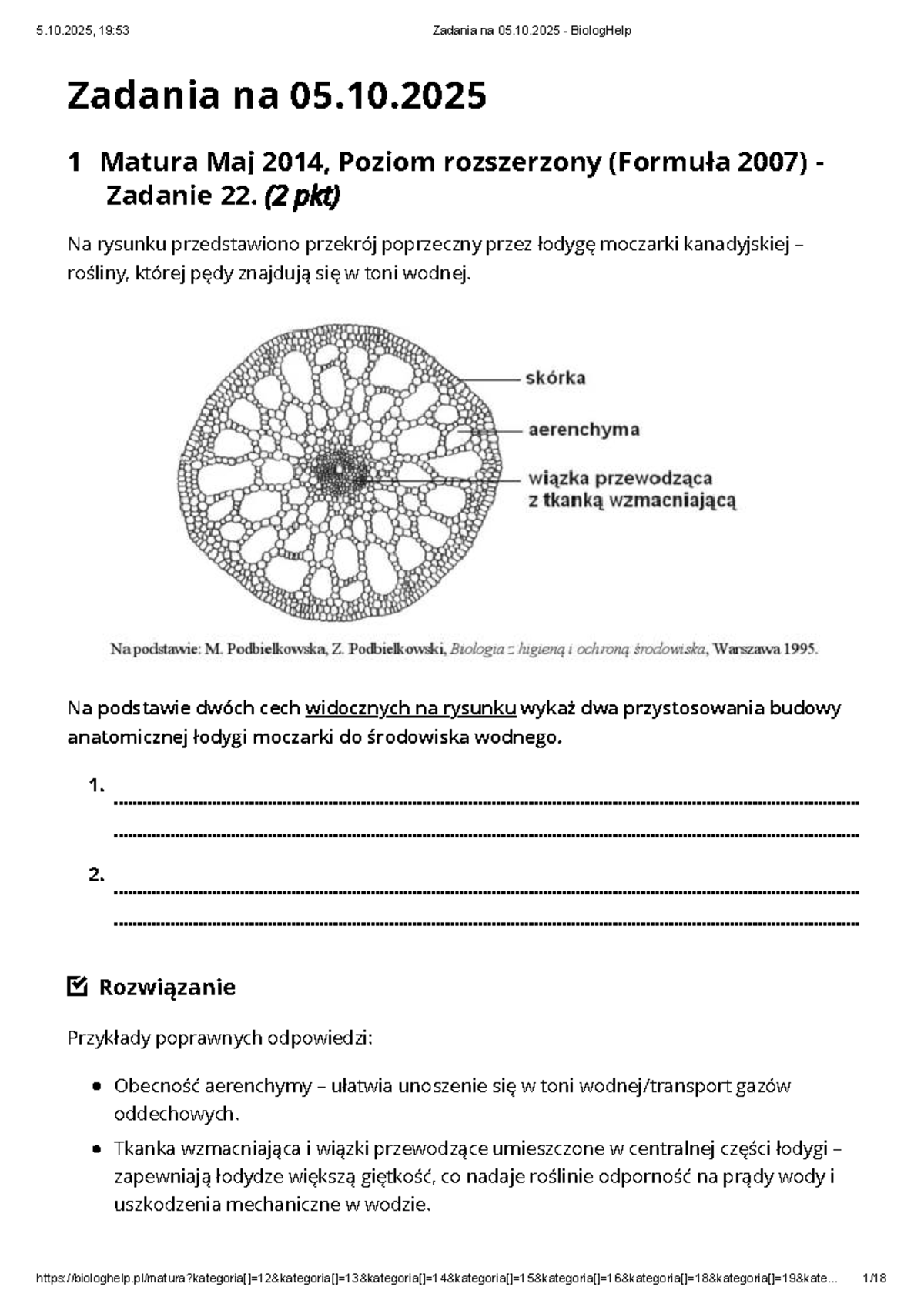 Fizjologia Roślin Zadania Maturalne Pdf