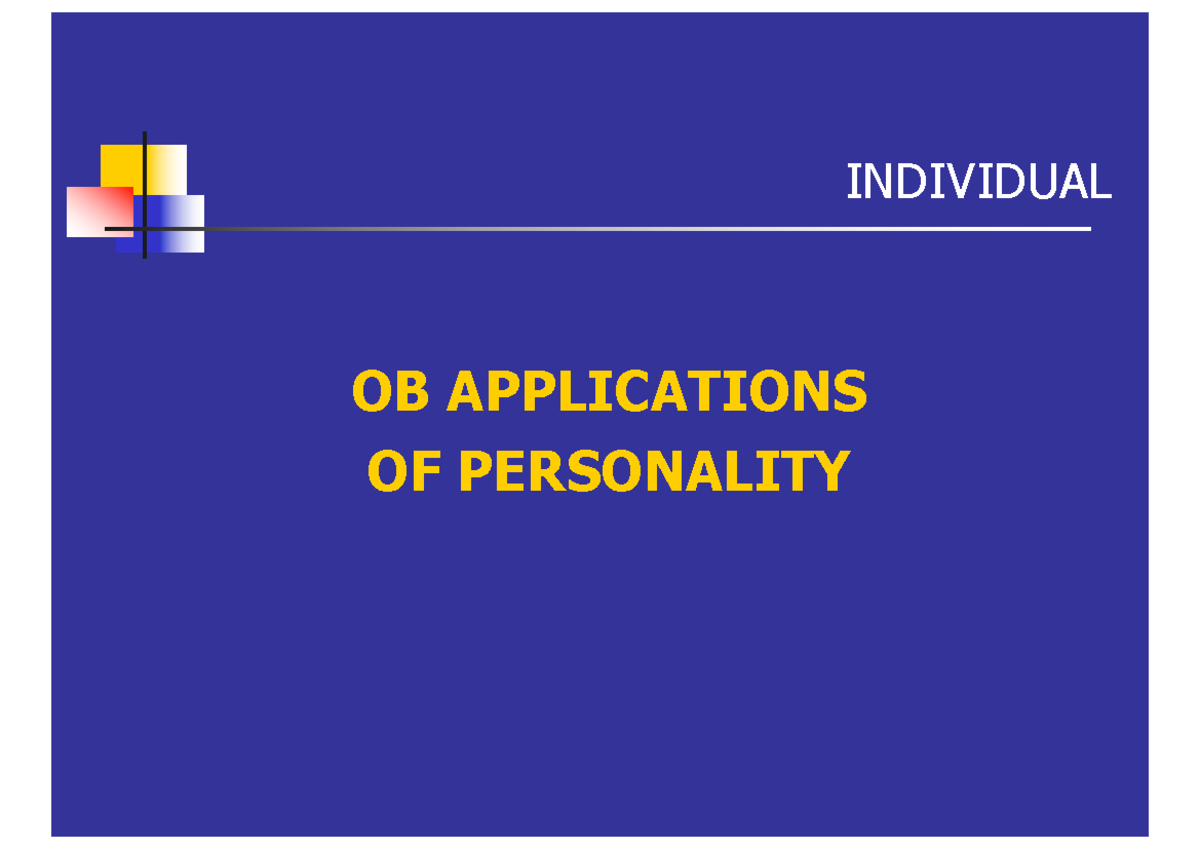 PSY 5-Personality: Applications of Personality in the Workplace - Studocu