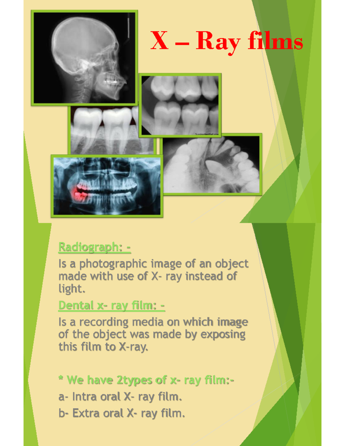 2 Types Of Dental X Rays