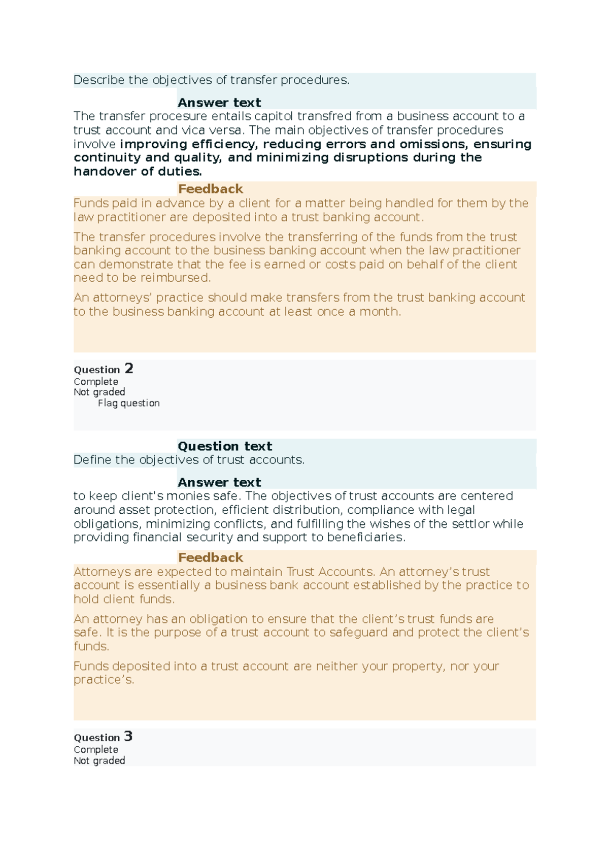 Learning Unit 6: Self Assessment on Transfer Procedures and Trust ...