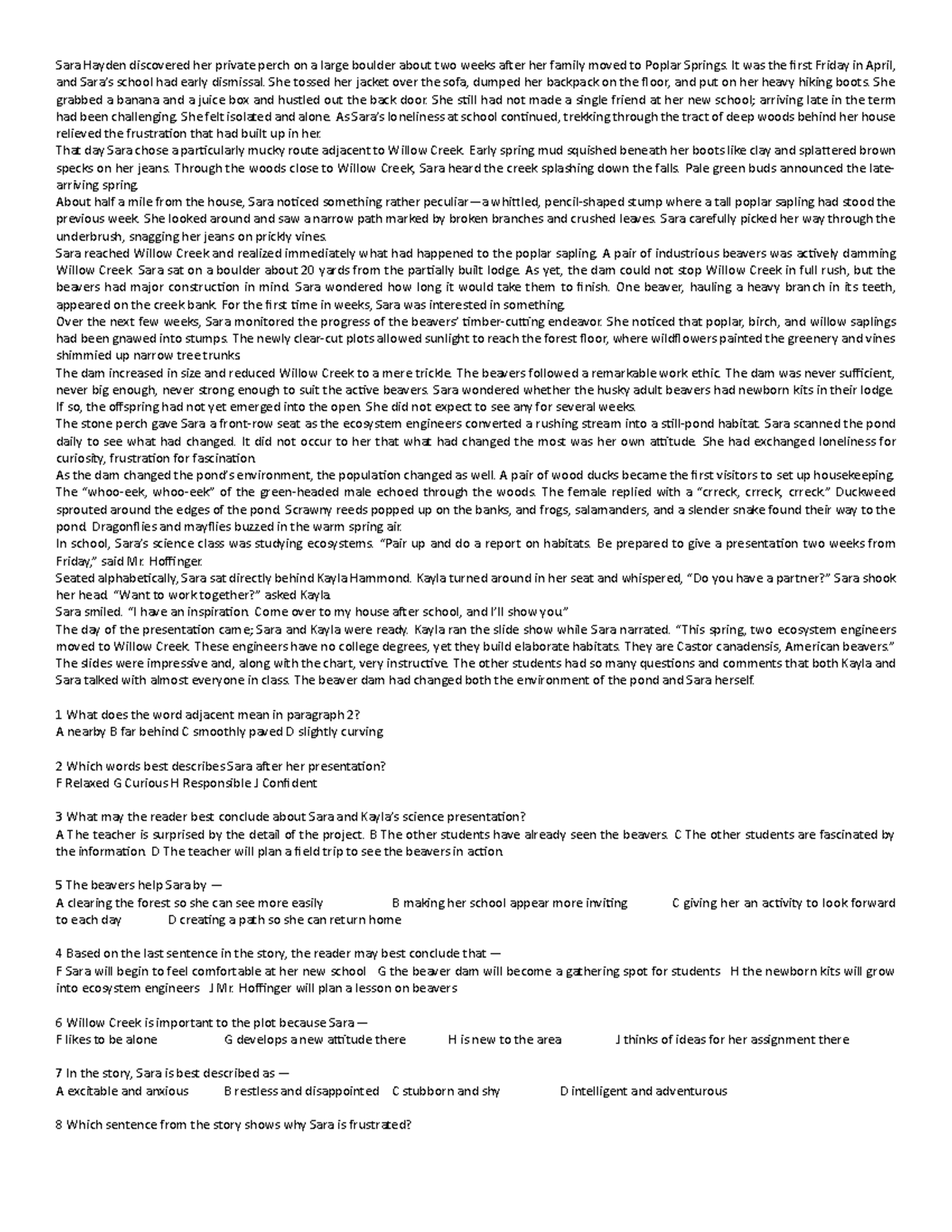 Ecosystem Changes and Personal Growth in Comprehension Notes - Studocu
