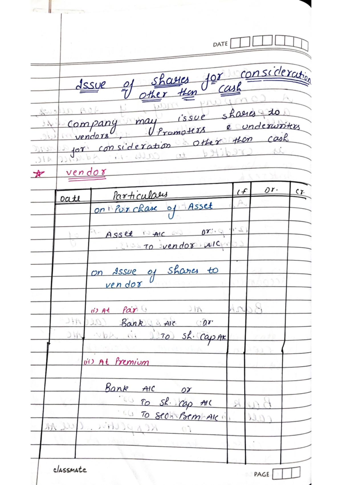 Short Notes on Shares & Debentures - Part B - CLASSES 8700640180 - Studocu