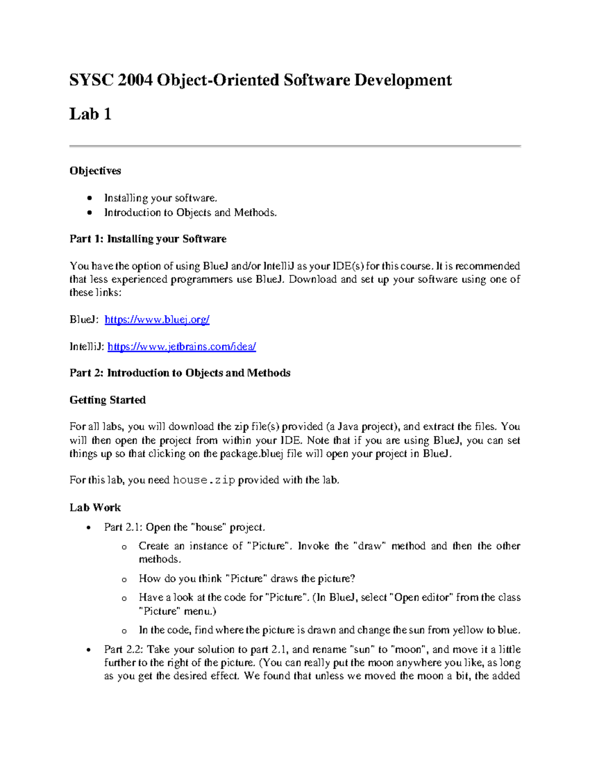 Lab1 - das - SYSC 2004 Object-Oriented Software Development Lab 1 ...
