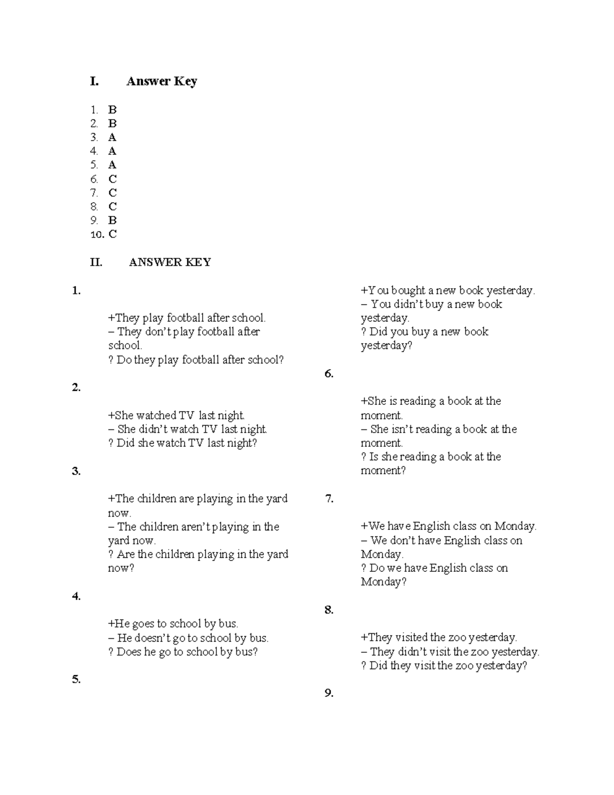 Answer Key for GES Test - Studocu