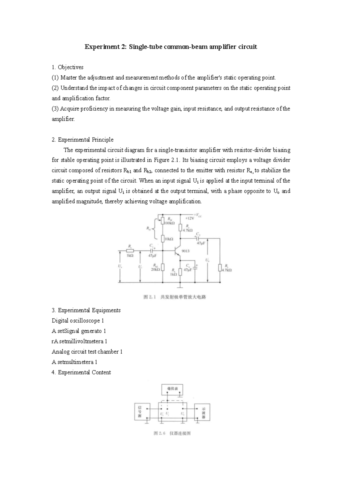Experiment Report: Single-Tube Common-Beam Amplifier Circuit Analysis ...