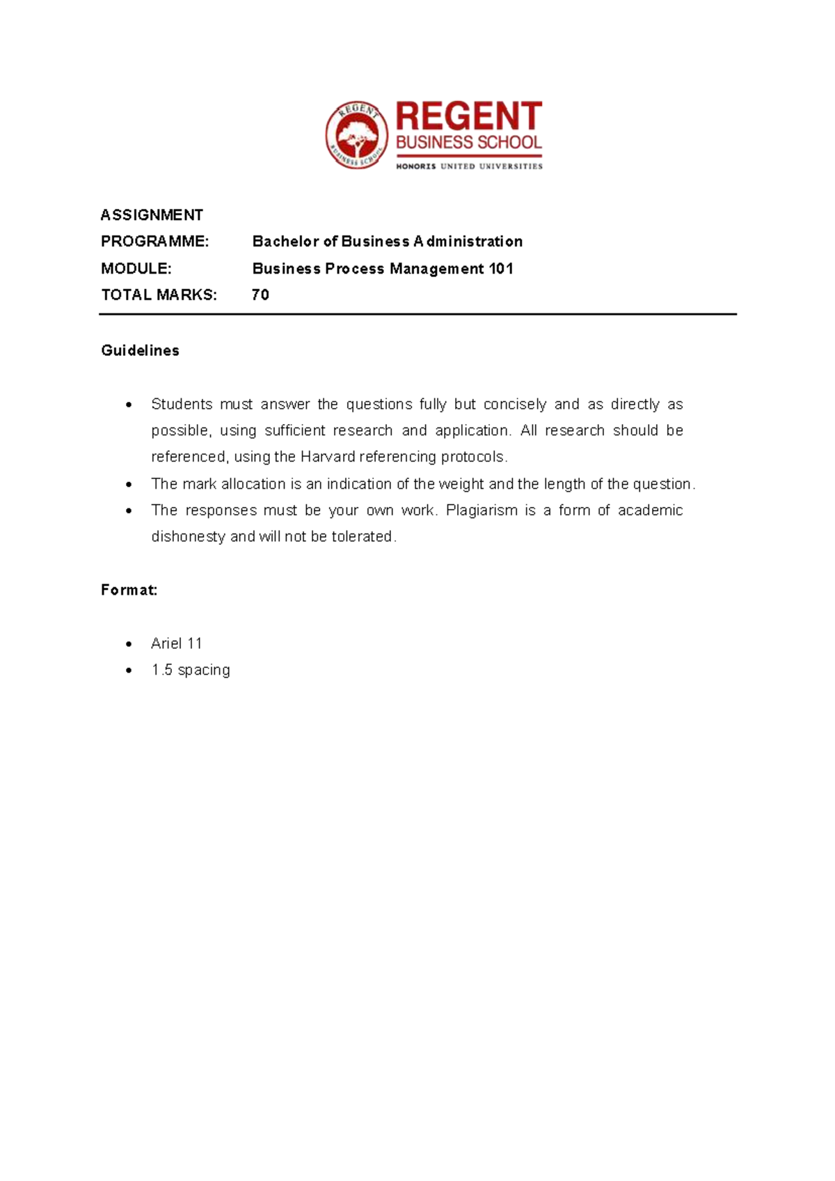 BBA Business Process Management 101 Assignment: Business Transformation ...