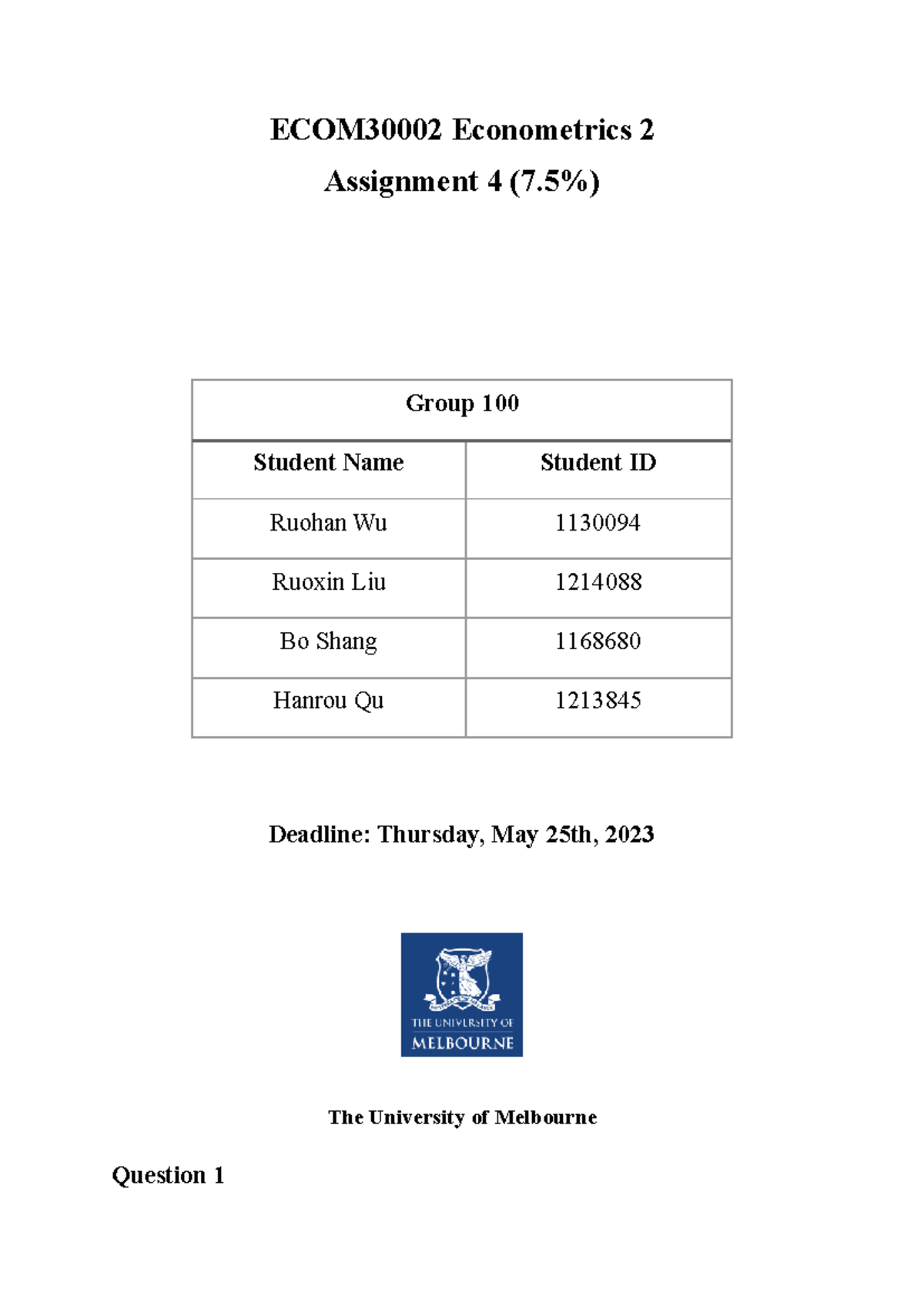 Econometrics 2 Assignment 4 Analysis and Findings - Studocu