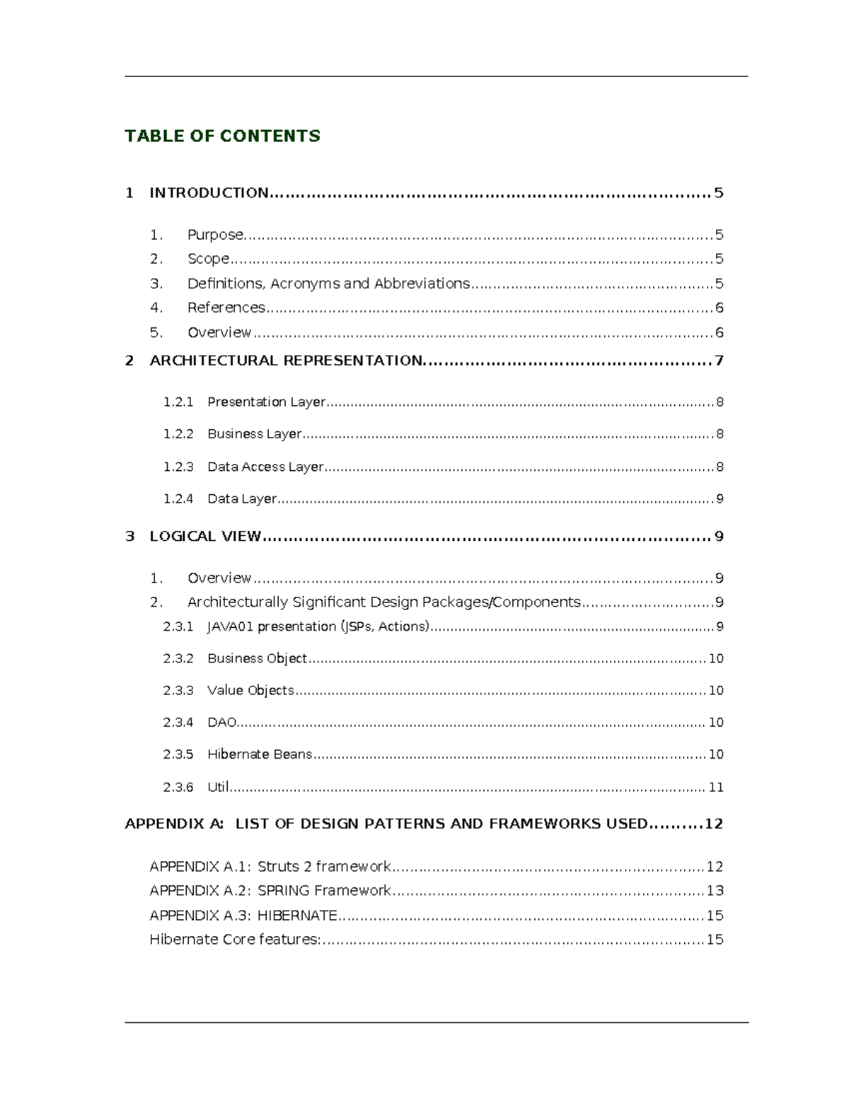 Day07 2 Software High Level Design Document Sample - TABLE OF CONTENTS ...