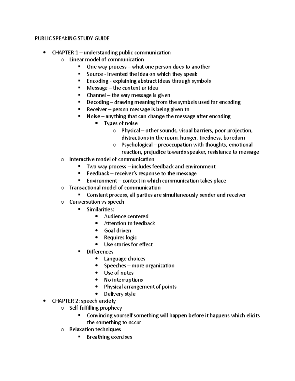 Public Speaking Final Study Guide - PUBLIC SPEAKING STUDY GUIDE CHAPTER ...
