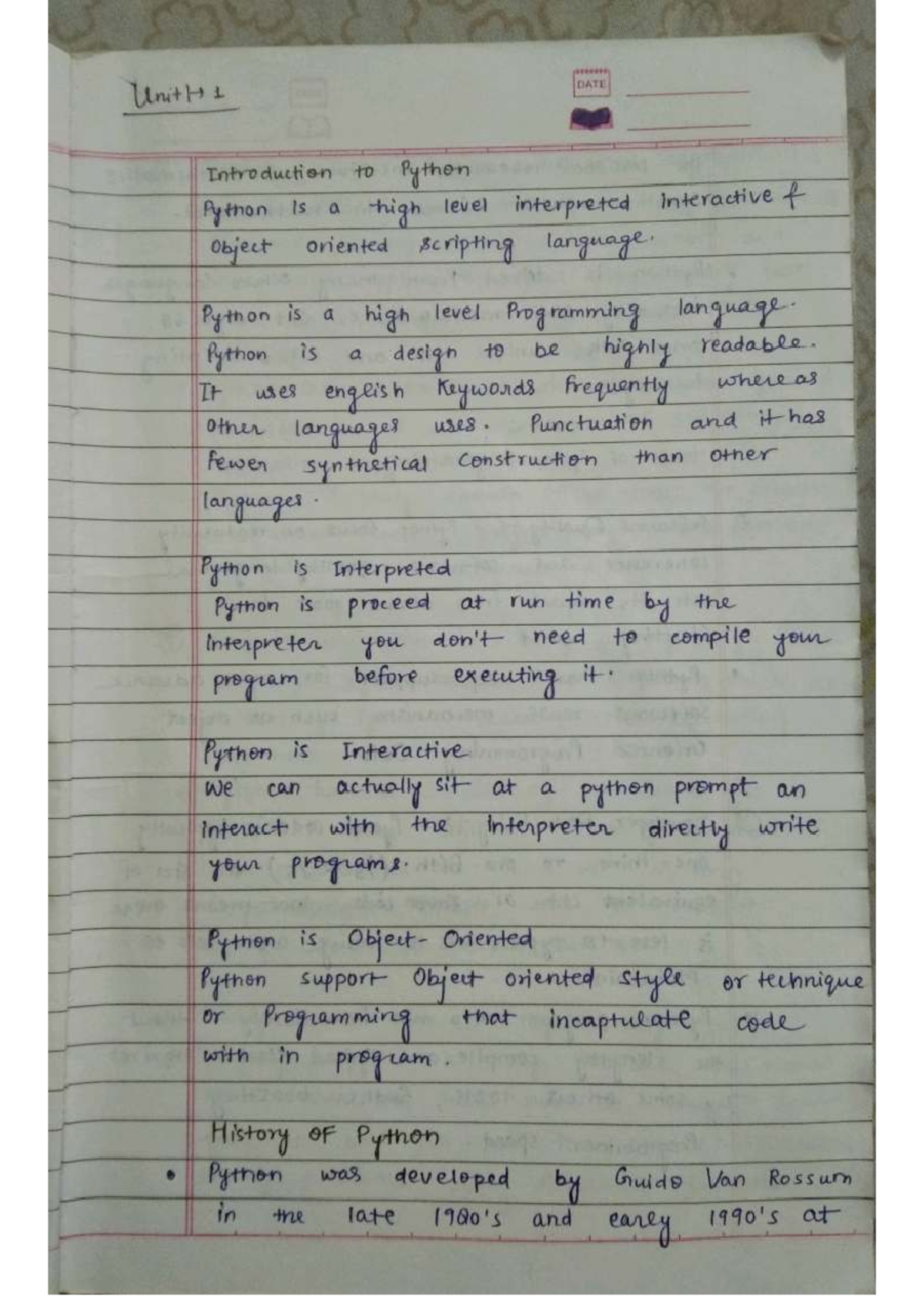 Unit 1: Introduction to Python Programming Notes - Studocu