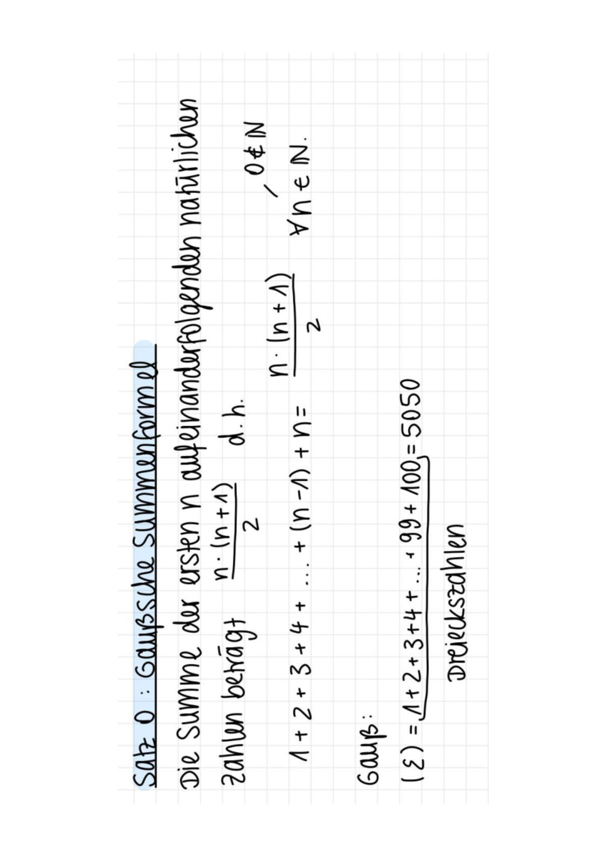 Gaußsche Summenformel - Mathematisches Professionswissen - Satz 0 ...