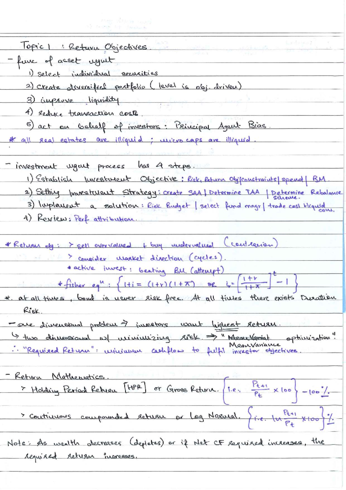 PTM Notes: Investment Objectives, Risk Analysis, and Asset Allocation ...