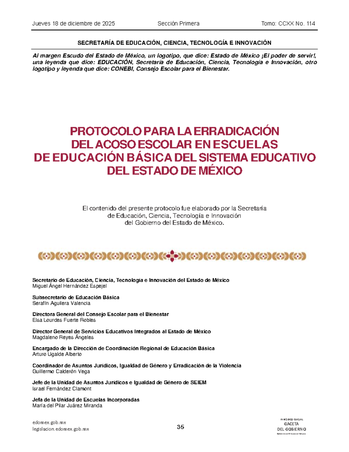 Protocolo para la Erradicación del Acoso Escolar en Educación Básica ...