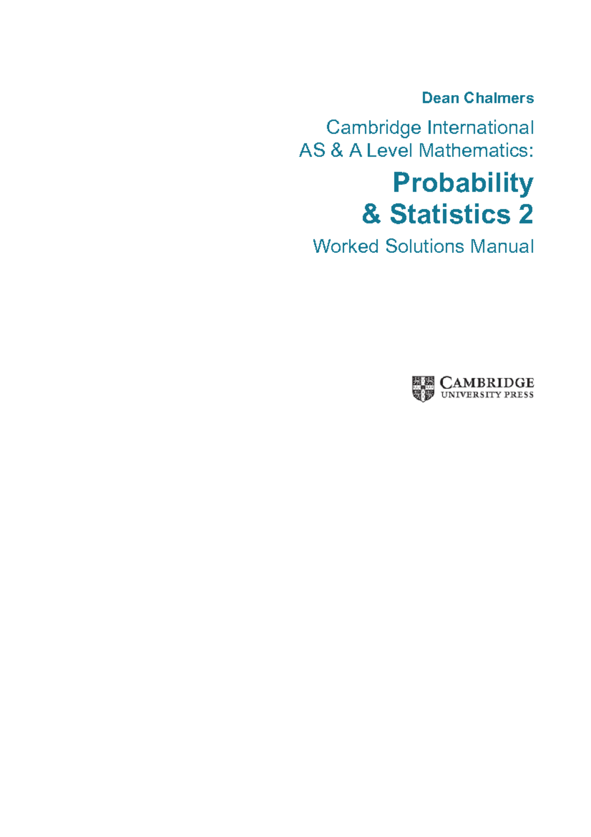 Cambridge International AS & A Level Math: Probability & Stats 2 ...