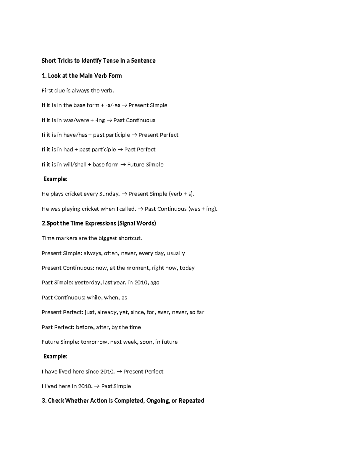 Tenses Tricks: Quick Guide to Identify Verb Forms and Time Expressions ...