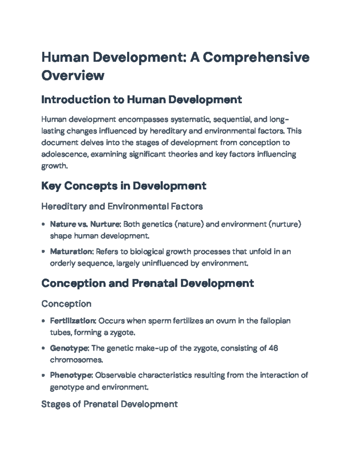 Human Development: Key Theories and Stages from Conception to ...