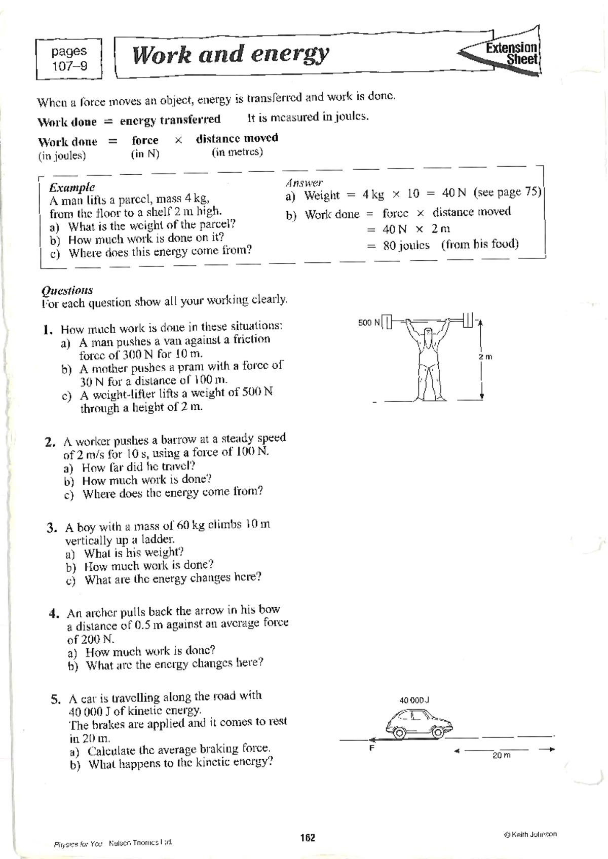 Work & Energy Extension Sheet - Physics for You (Pf U) - Studocu