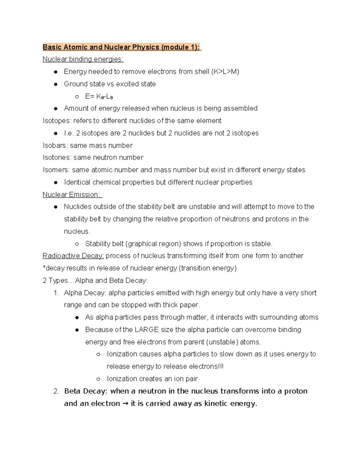 Nuclear and Health Informatics Principles (Module 1-4 Overview) - Studocu
