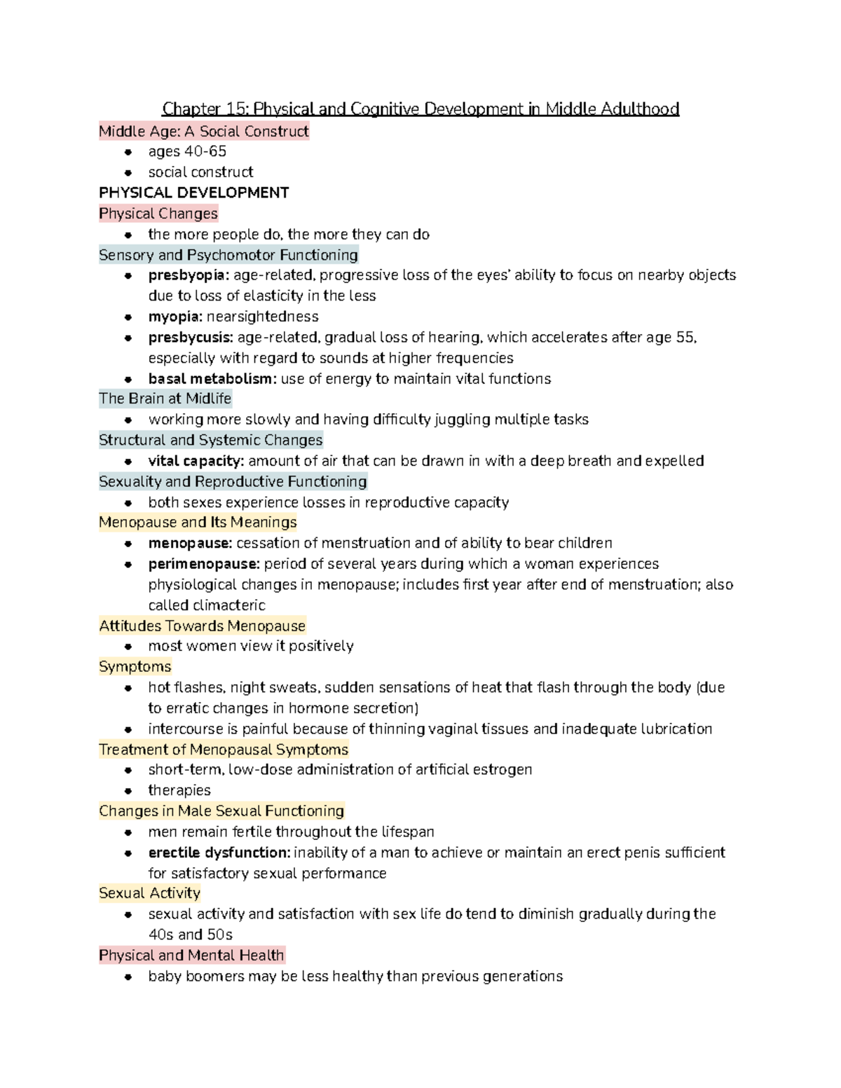 Chapter 15 Notes: Physical & Cognitive Development in Middle Adulthood ...