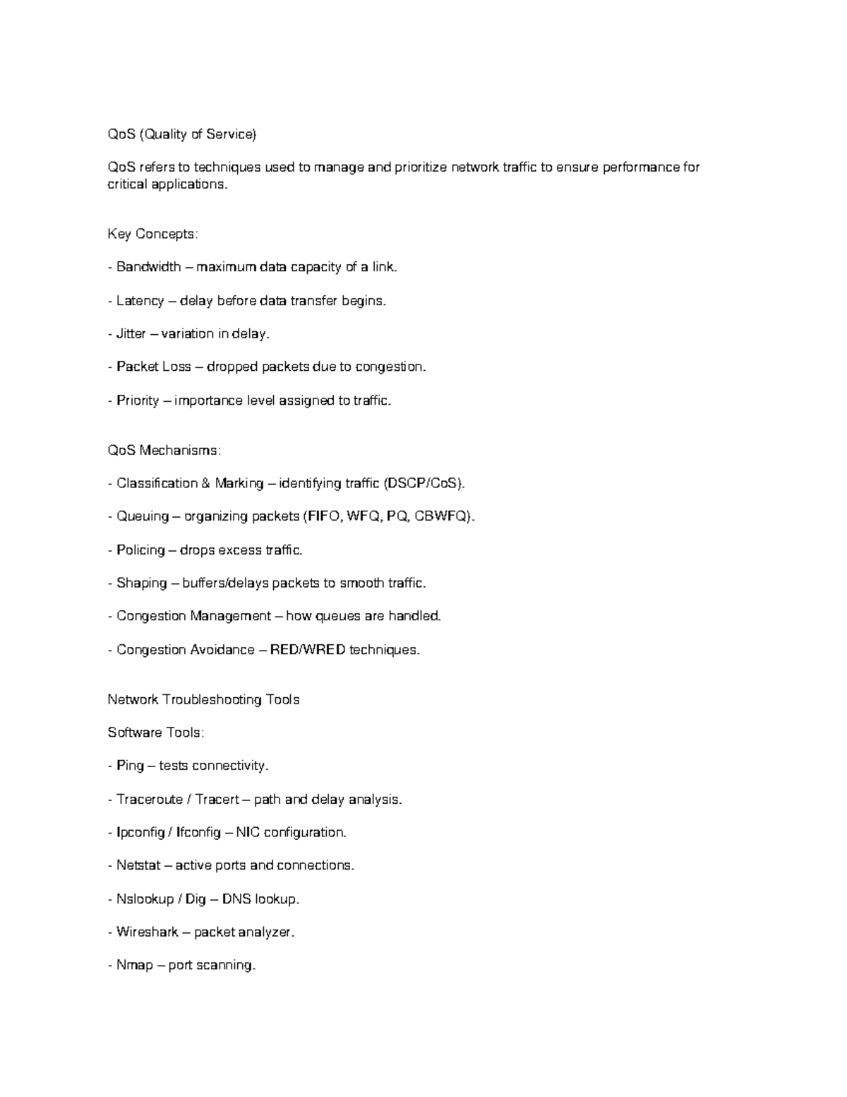 Network Reviewer - QoS Techniques and Troubleshooting Guide - Studocu