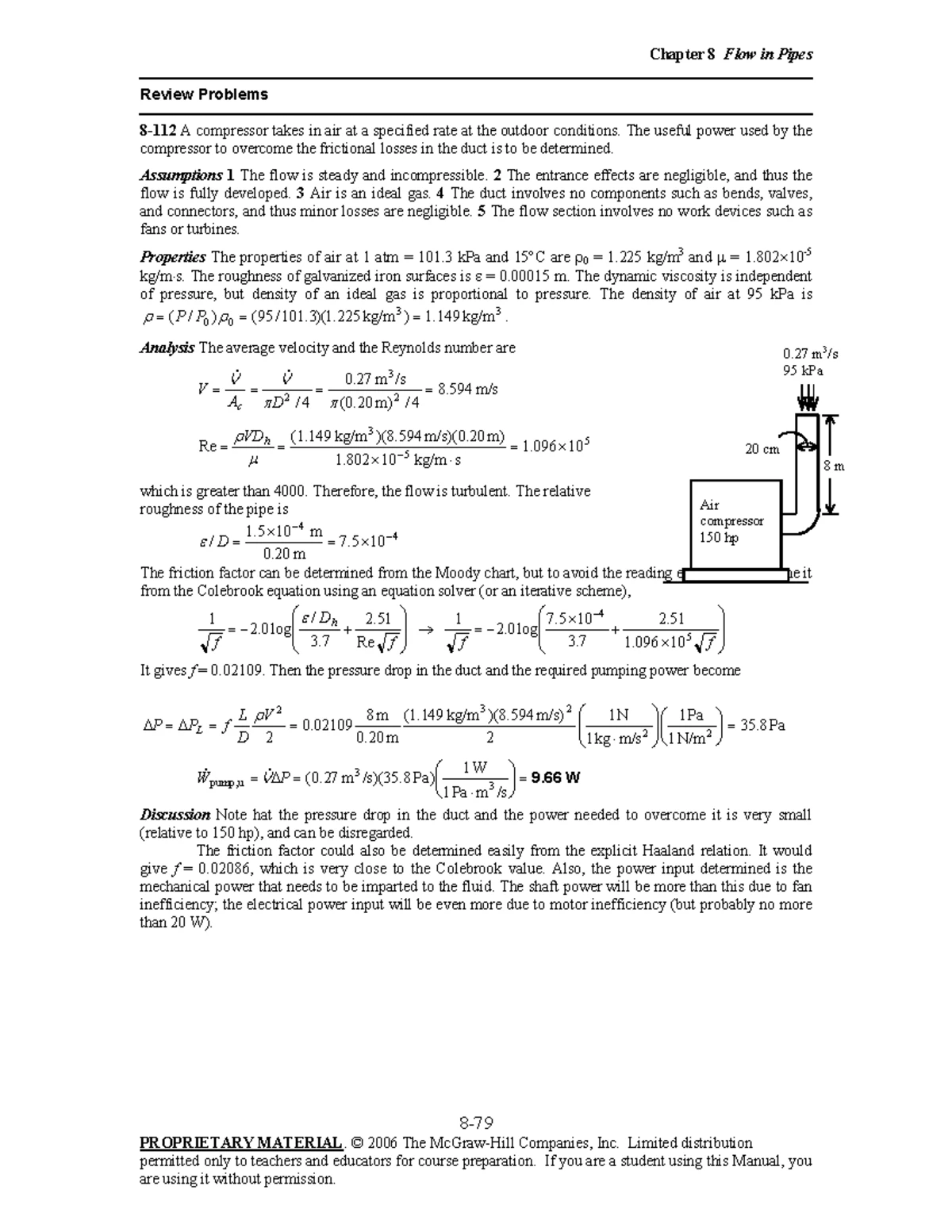 FM Sol Chap08-001 - fluid mechanics solutions - Chapter 8 FLOW IN PIPES ...