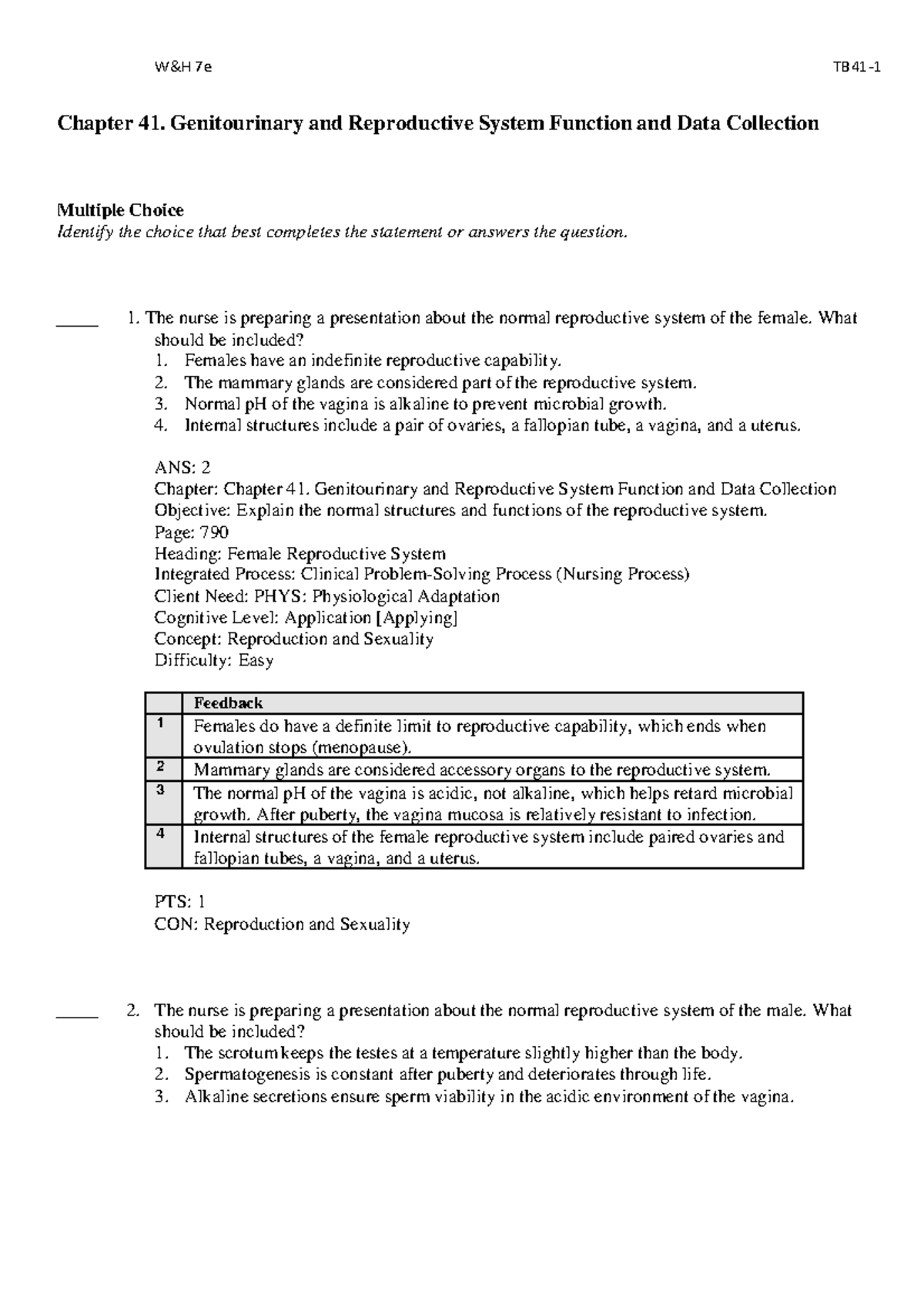 7e Chapter 41: Genitourinary & Reproductive System MCQs - Studocu