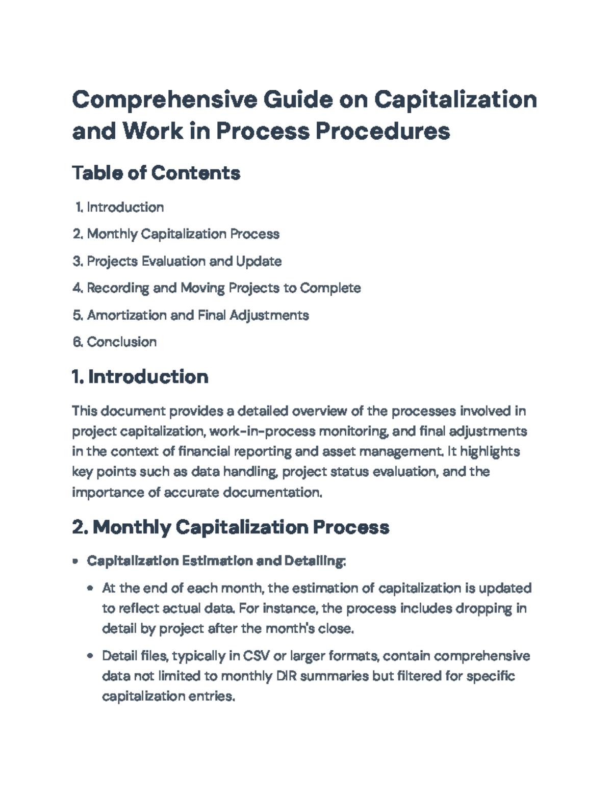 Comprehensive Guide on Project Capitalization and Financial Adjustments ...