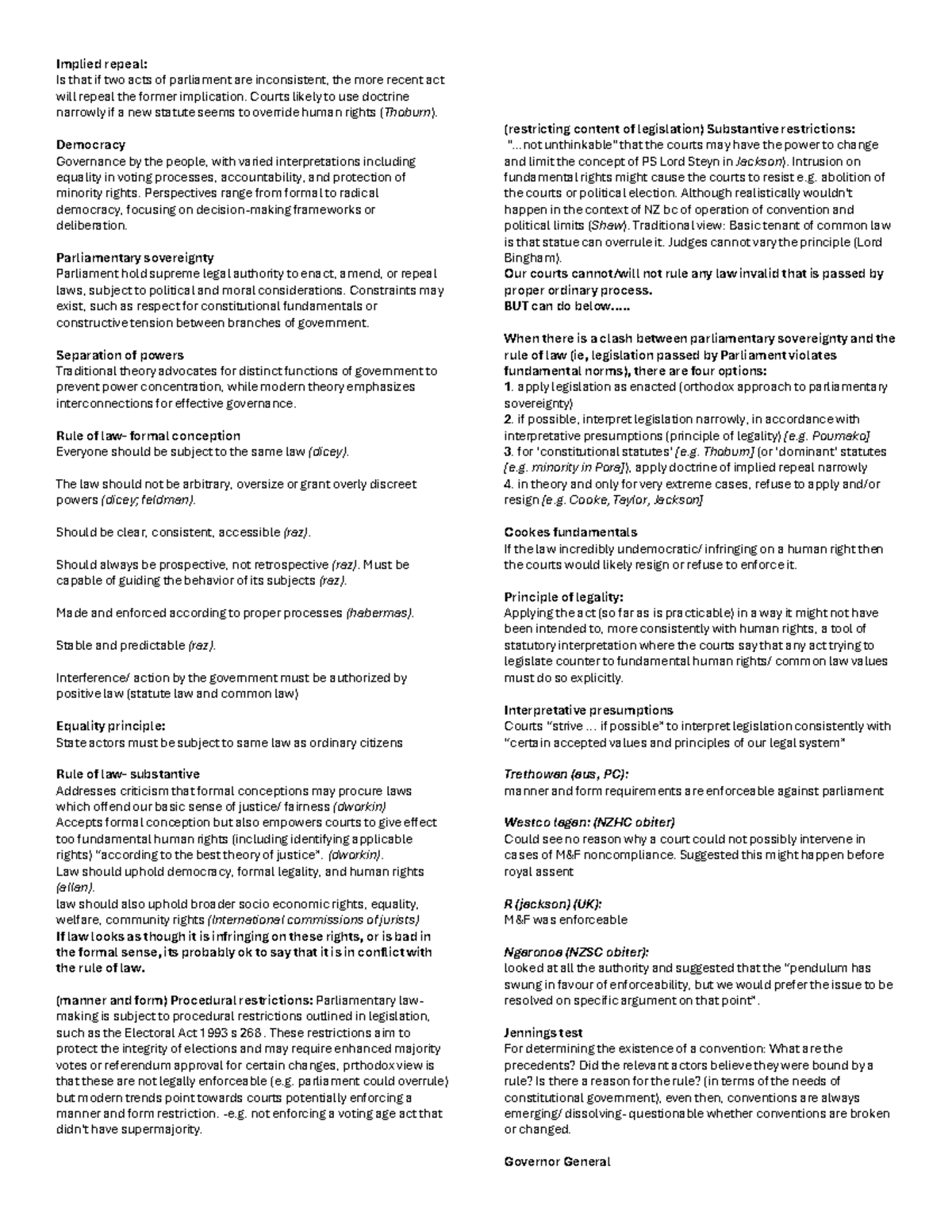 Sheat Final Exam Notes: Parliamentary Sovereignty & Rule of Law - Studocu