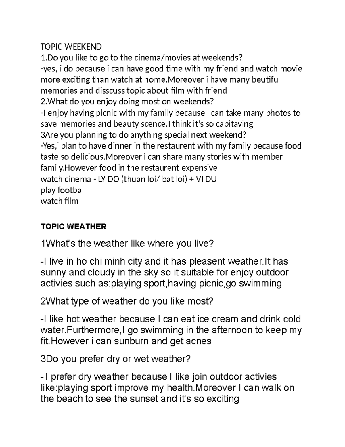 Weekend Activities and Weather Discussion: Insights and Preferences ...
