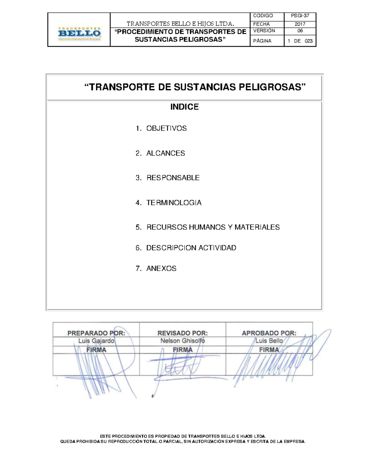 PSGI-37 - Procedimiento para el Transporte de Sustancias Peligrosas v6 ...