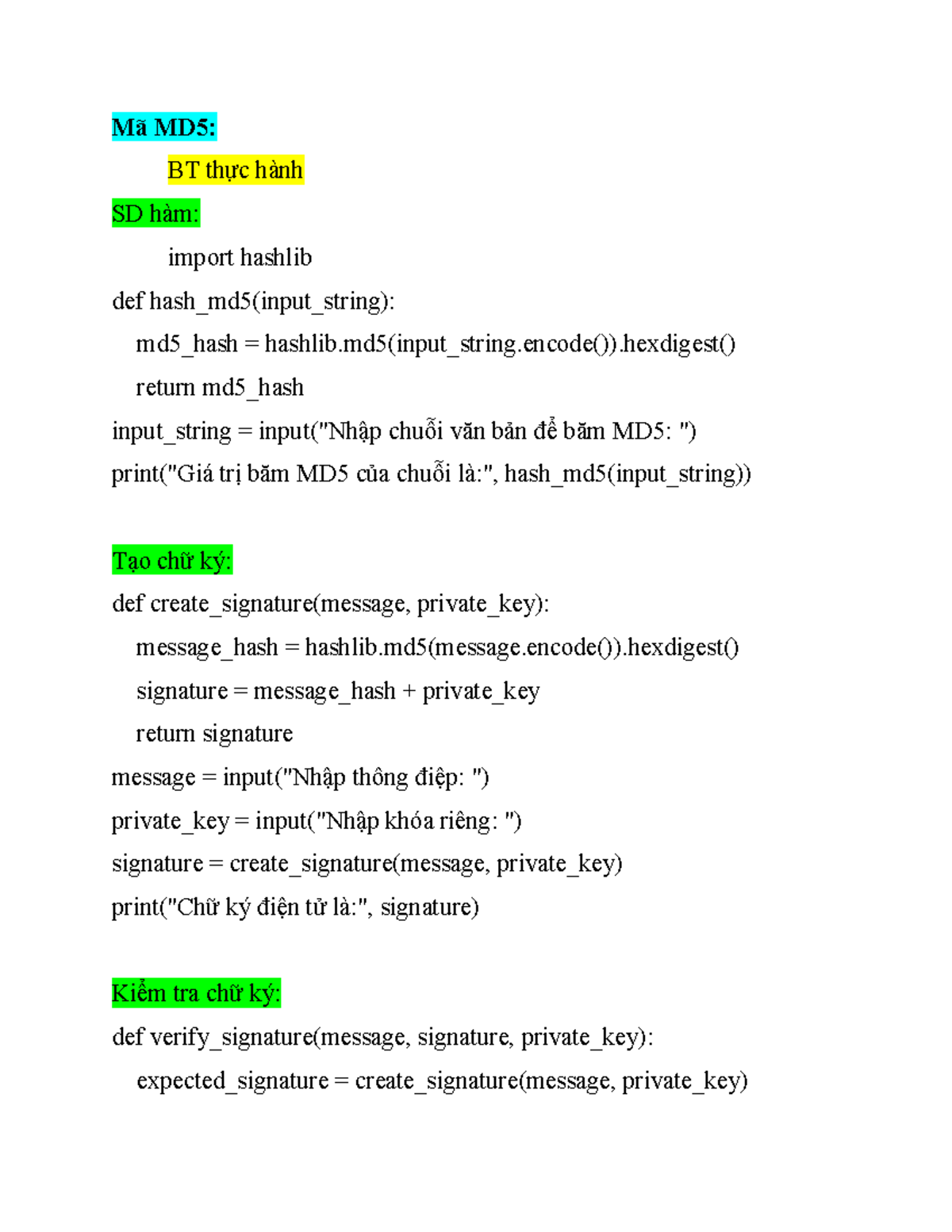 MD5-1 Practice Exercises: Hashing and Digital Signatures - Studocu