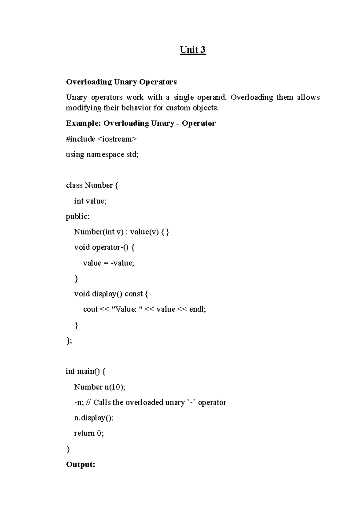 Unit 3, 4, 5: Overloading Operators, Pointers, and File Handling Notes ...