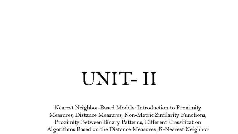 II Nearest Models: Proximity Measures & Classification Algorithms in ML ...