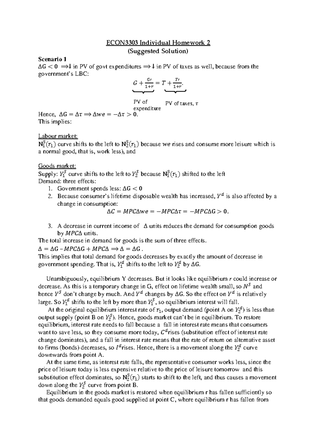 ECON3303 Homework 2 Suggested Solutions and Analysis - Studocu
