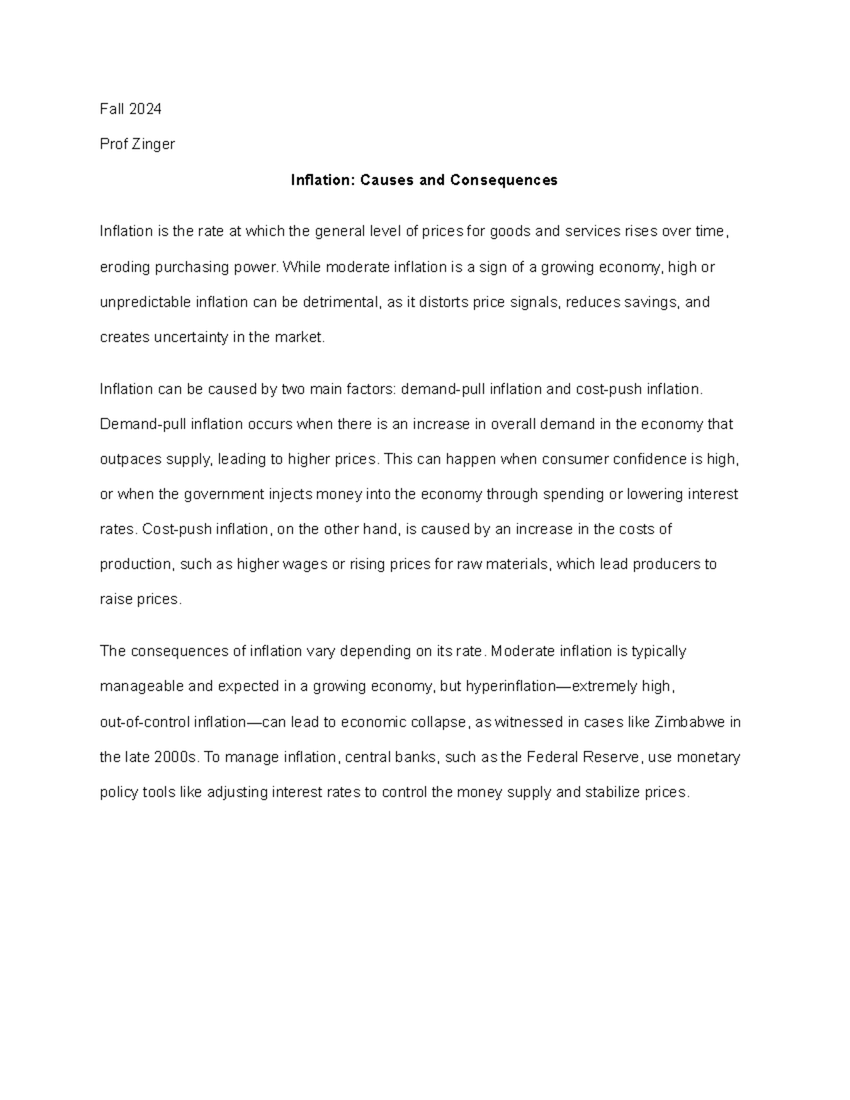 ECON 101: Inflation Overview - Causes, Consequences & Management - Studocu