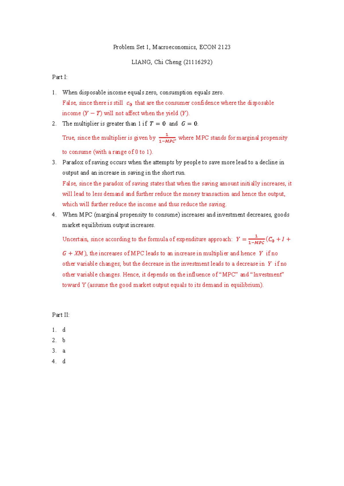 Problem Set 1: Macroeconomics Insights, ECON 2123 - Studocu