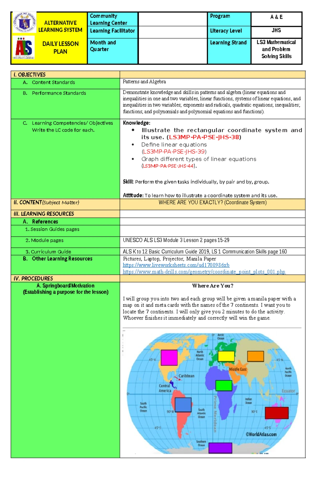 LS3 Math Daily Lesson Plan: Polynomials and Problem Solving - Studocu
